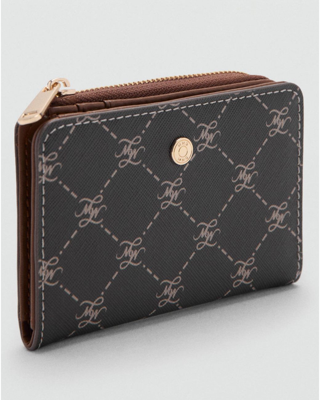 Mango Black Medium Wallet With Logo Print