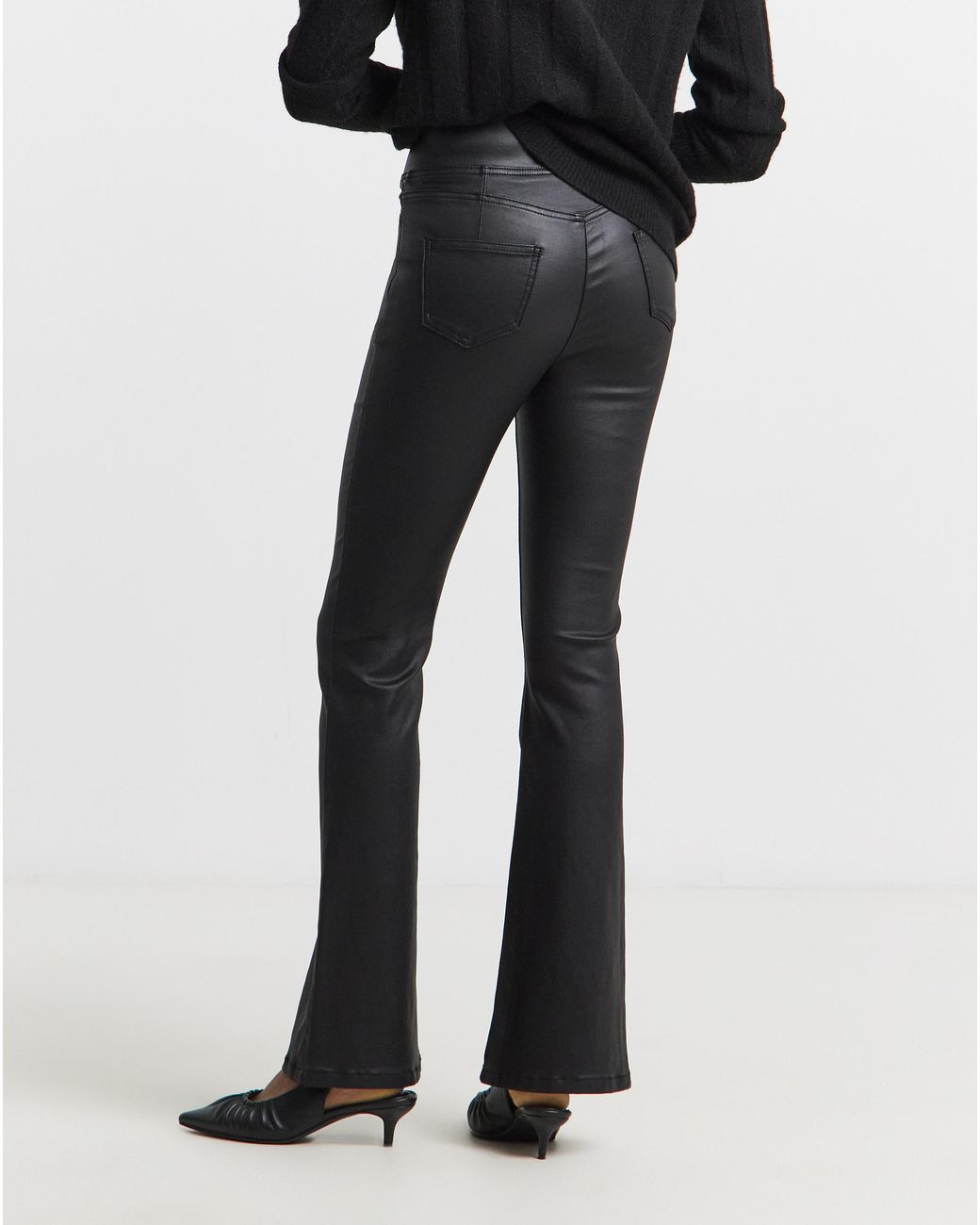 Simply Be Black Coated Flare Jeggings