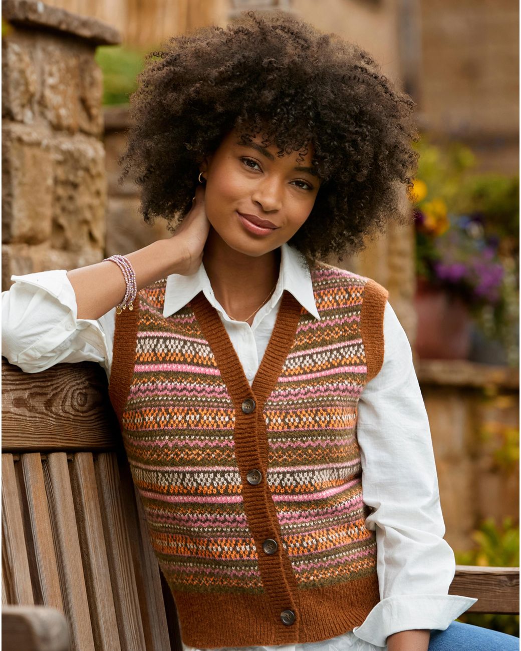 Joe Browns Brown Button Through Knitted Vest