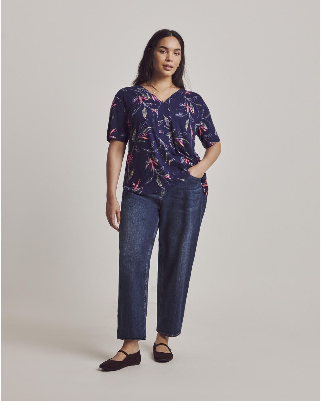 Julipa Blue Linen Jersey Boxy Top