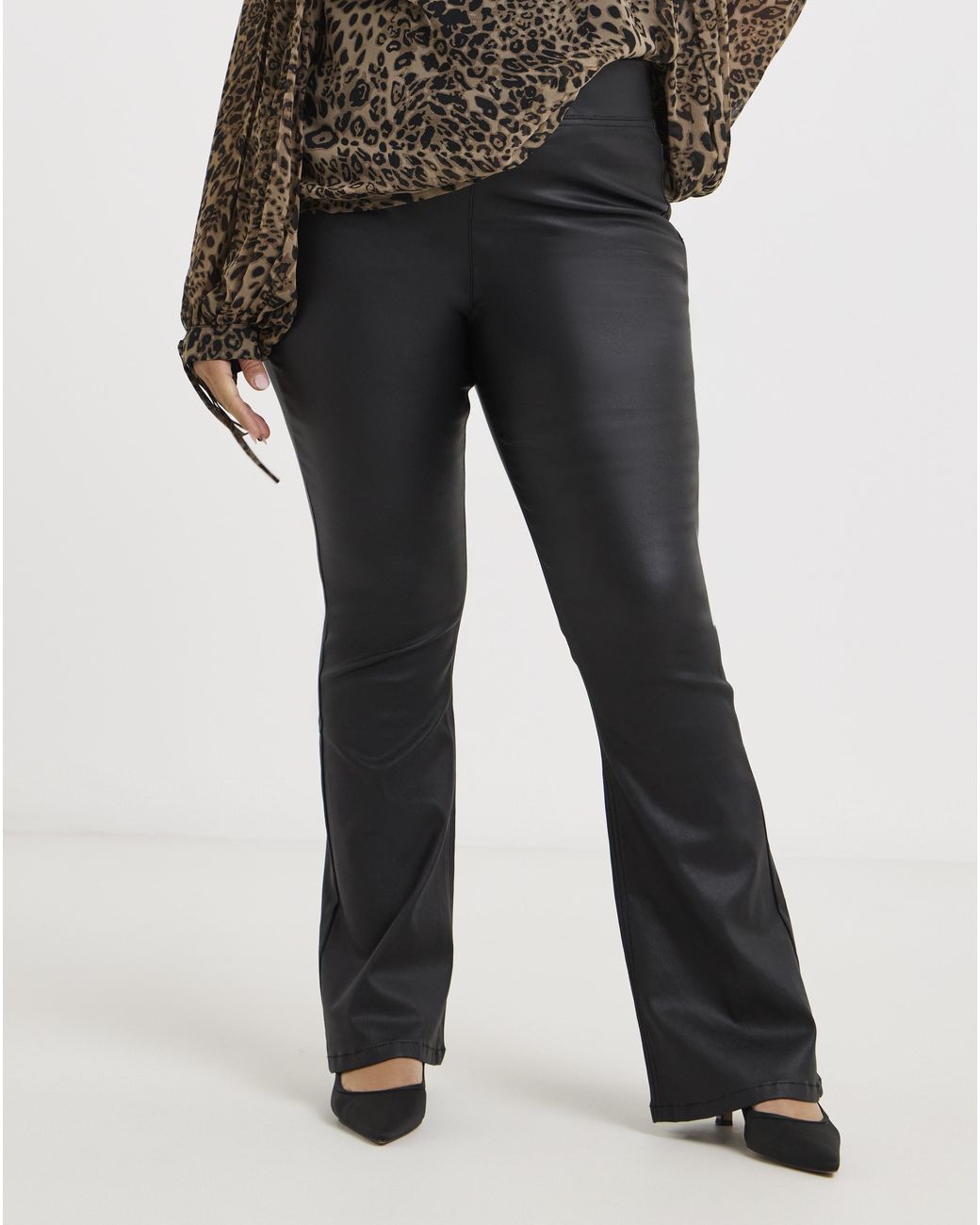 Simply Be Black Coated Flare Jeggings