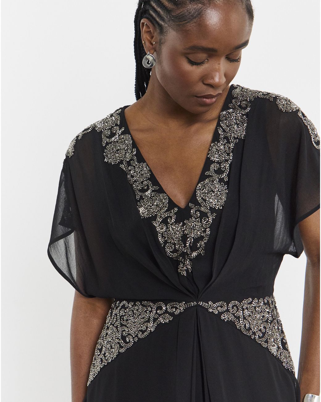 Joanna Hope Black Beaded Maxi Dress