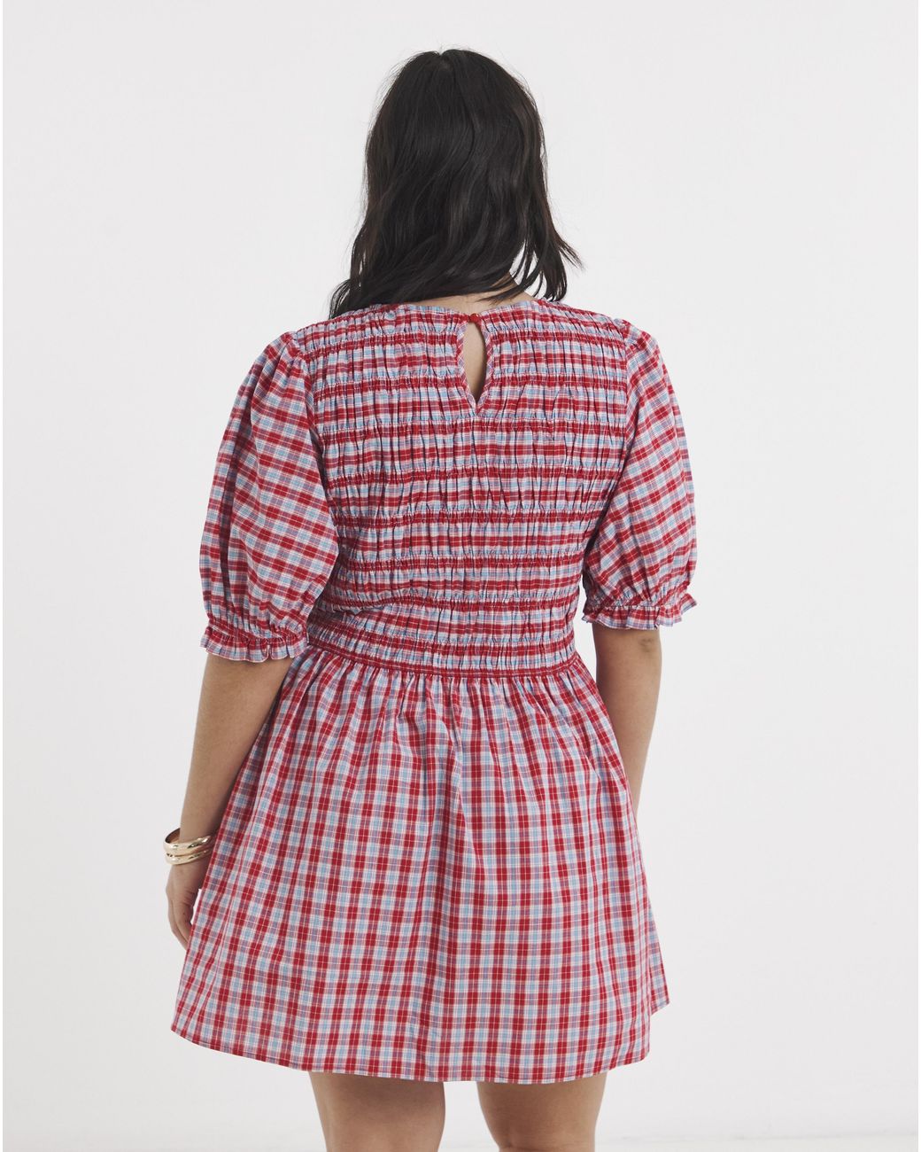 Simply Be Pink Shirred Check Smock Dress