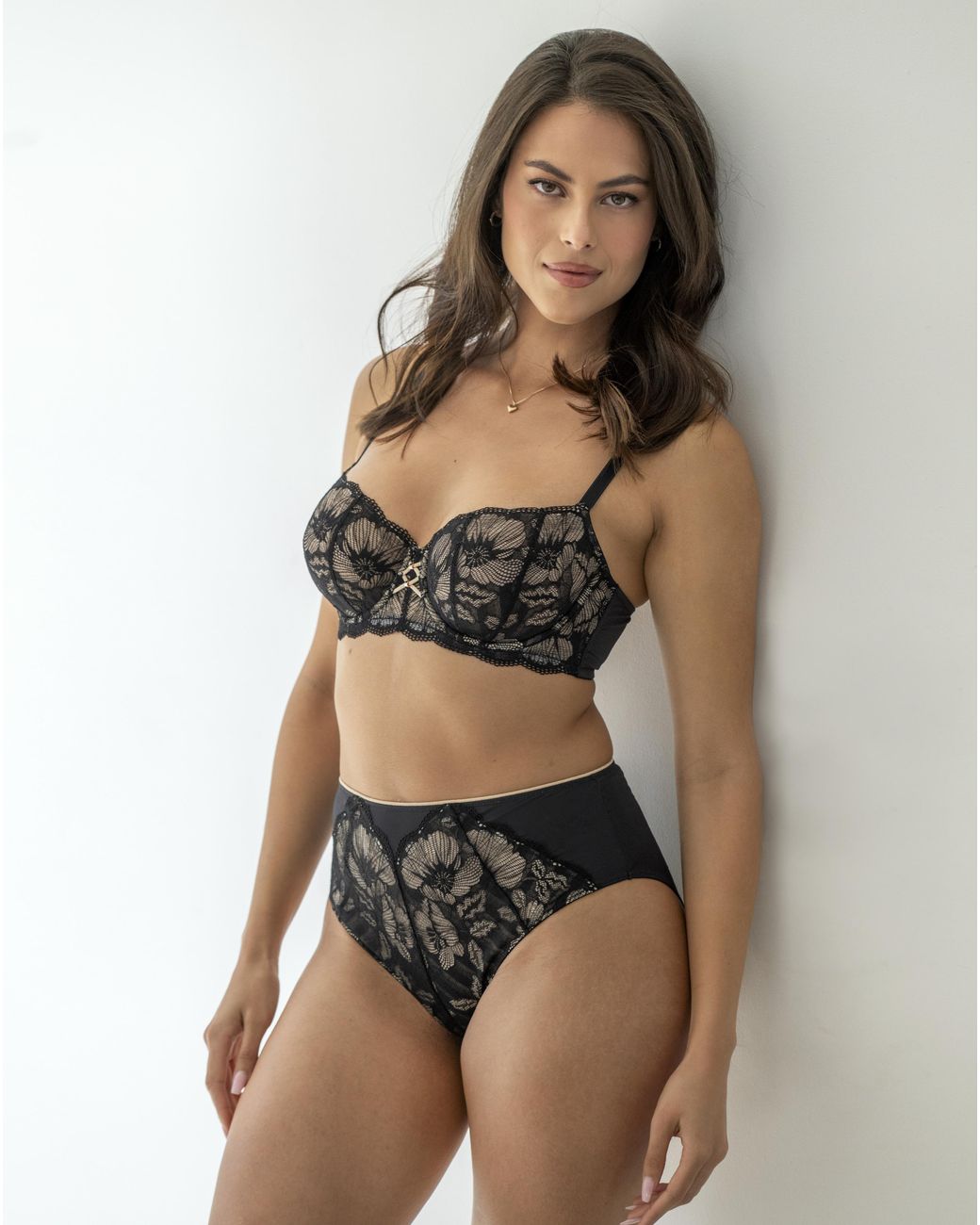 Pour Moi Black Atelier Lace Balcony Bra