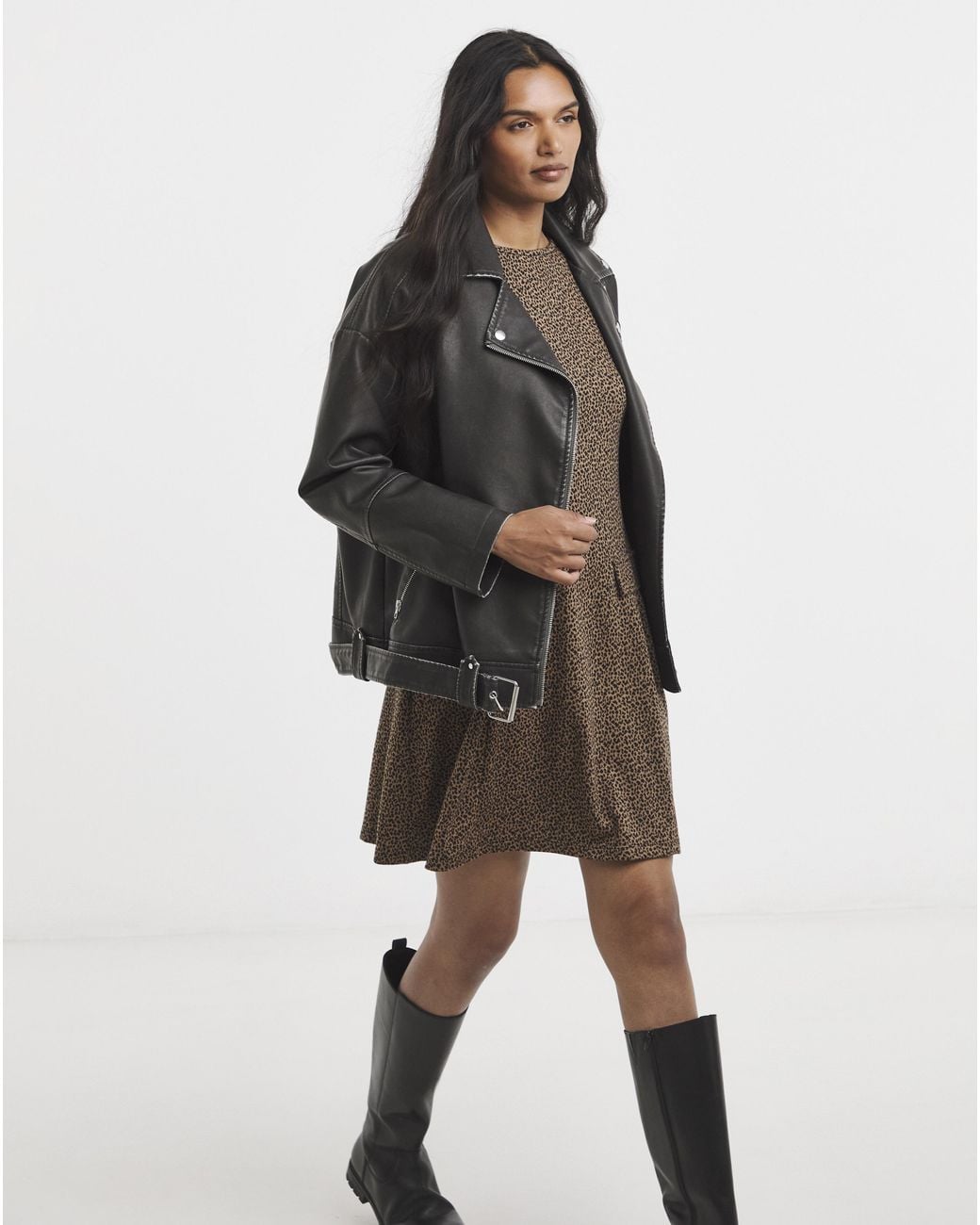 Simply Be Brown Jersey Jacquard Shift Dress