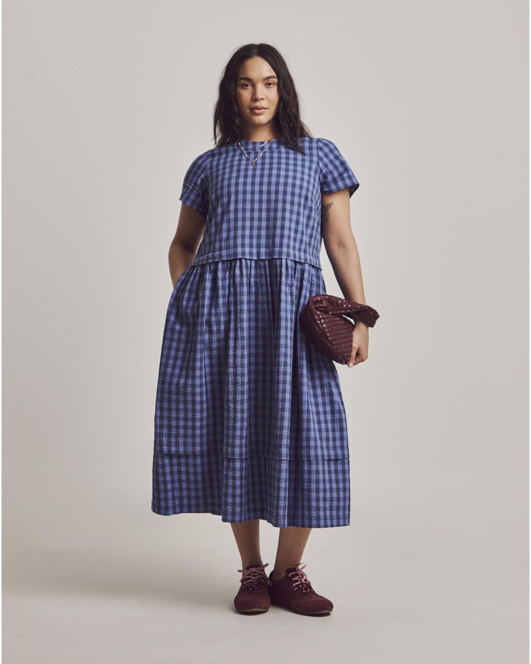 Julipa Blue Gathered Neck Midi Dress