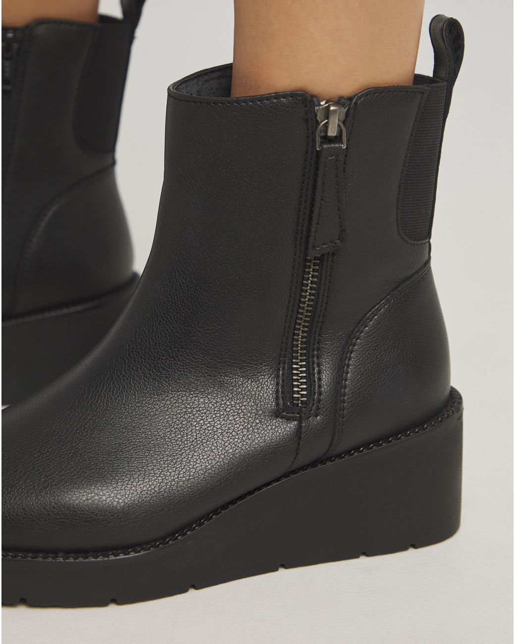 Simply Be Black Zip Detail Wedge Ankle Boot Wide
