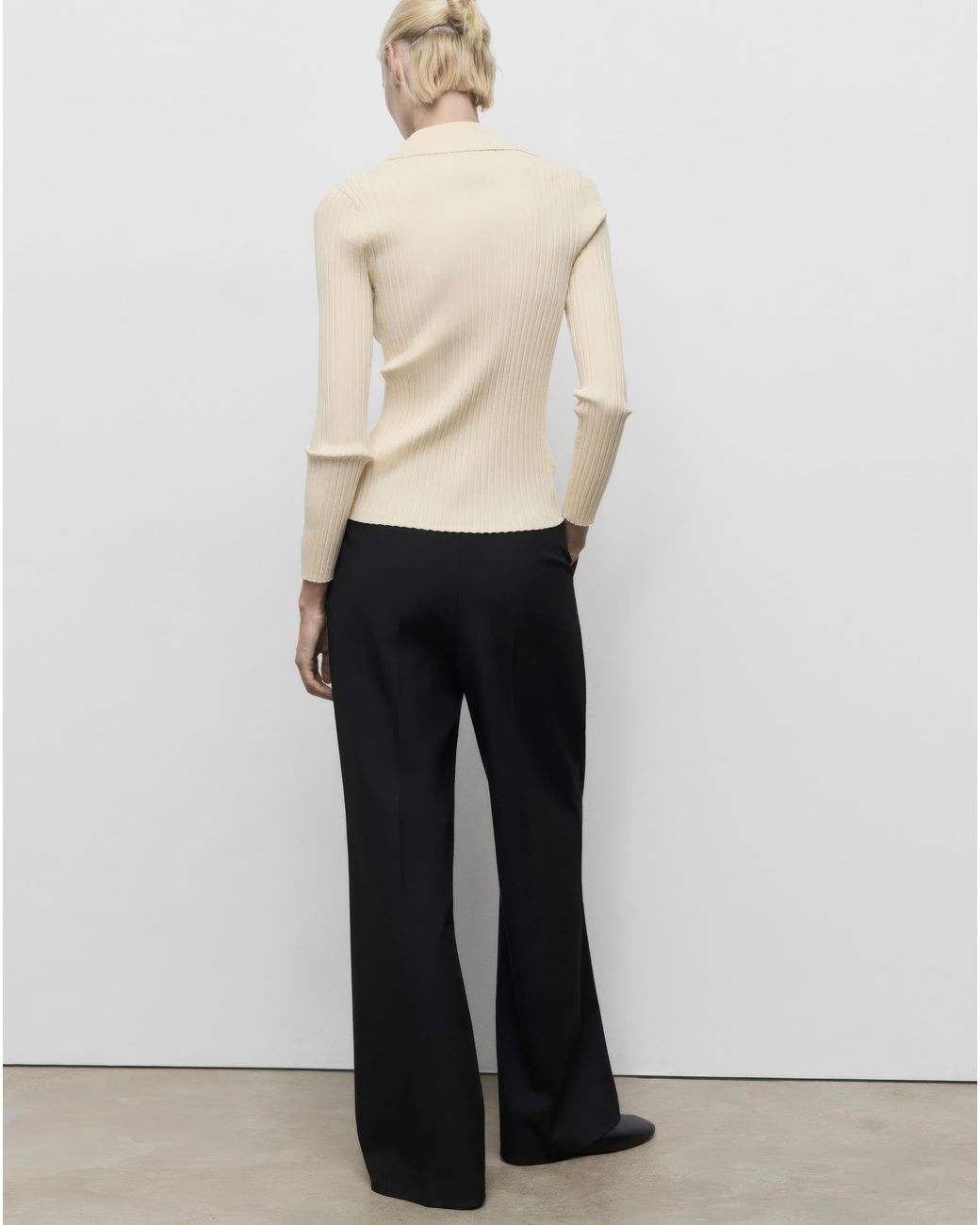 Mango White Collared Cardigan
