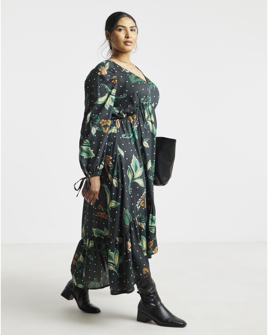 Simply Be Green Floral High Low Maxi Dress