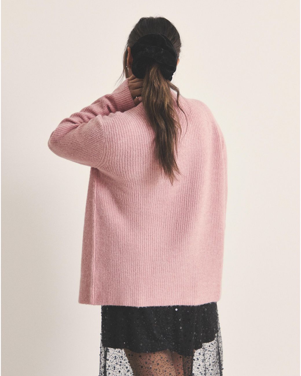 Simply Be Pink Tie Front Crew Neck Cardigan