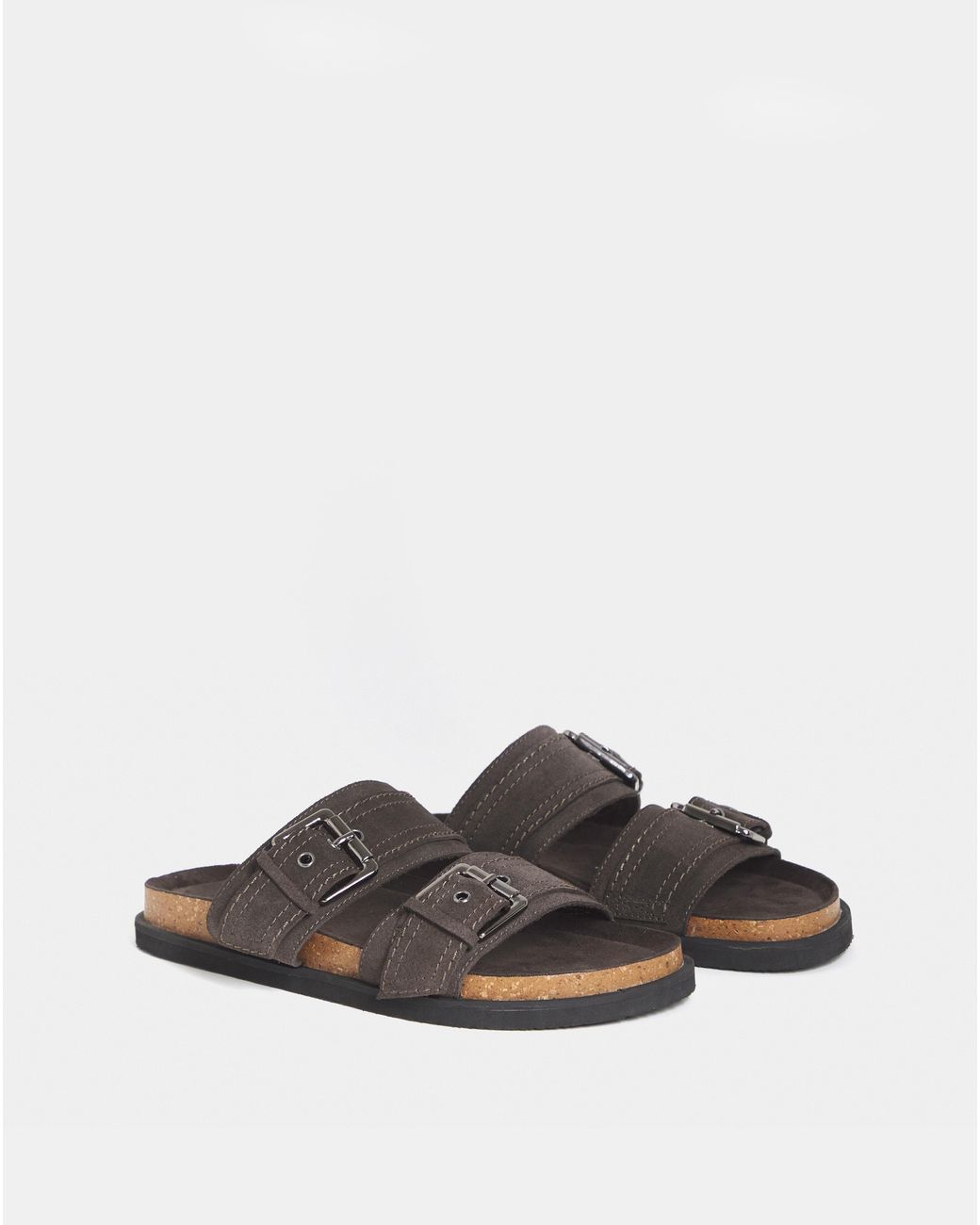 Simply Be Natural Two Strap Buckle Sandals Extra Wide Fit