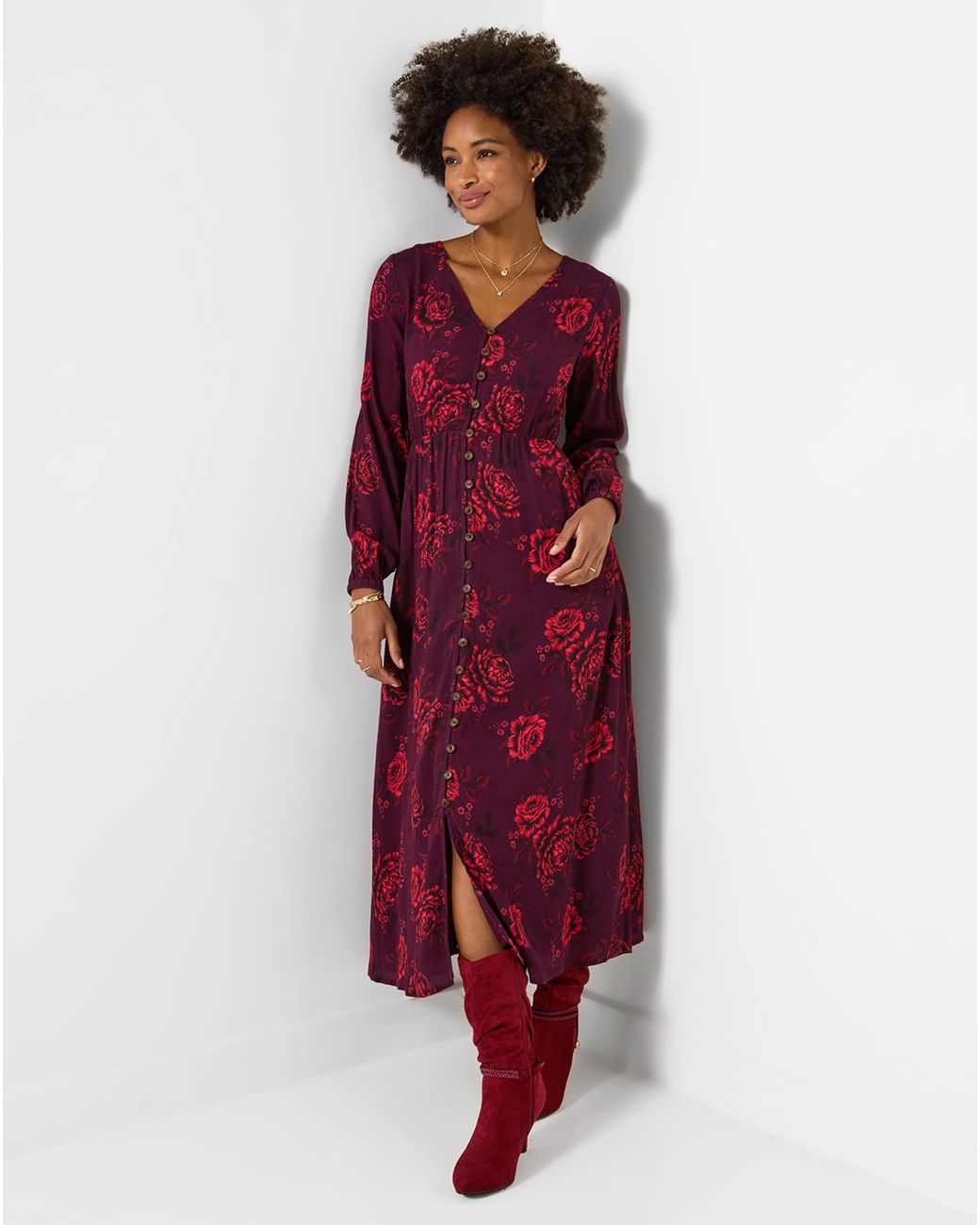 Joe Browns Red Petite Button Maxi Dress