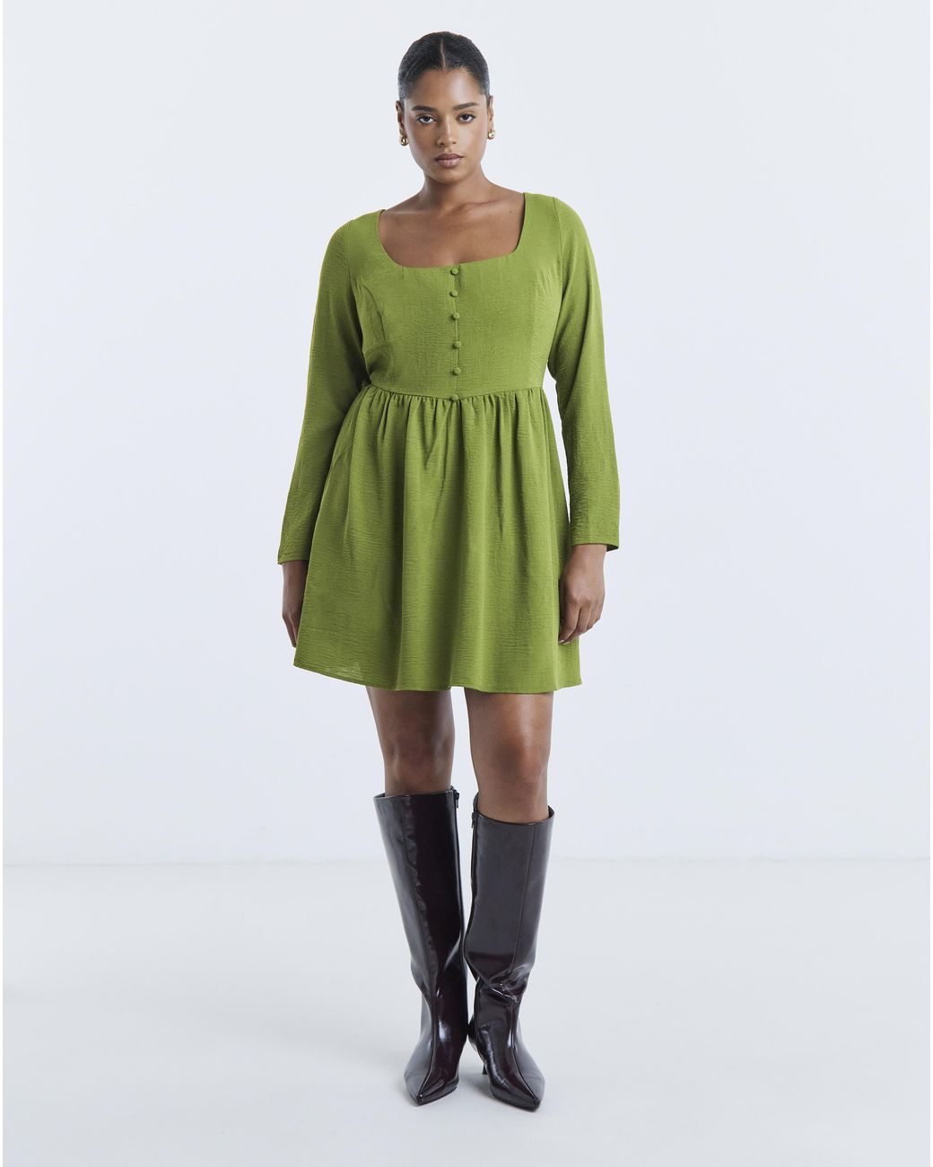 Simply Be Green Historic Detail Skater Dress