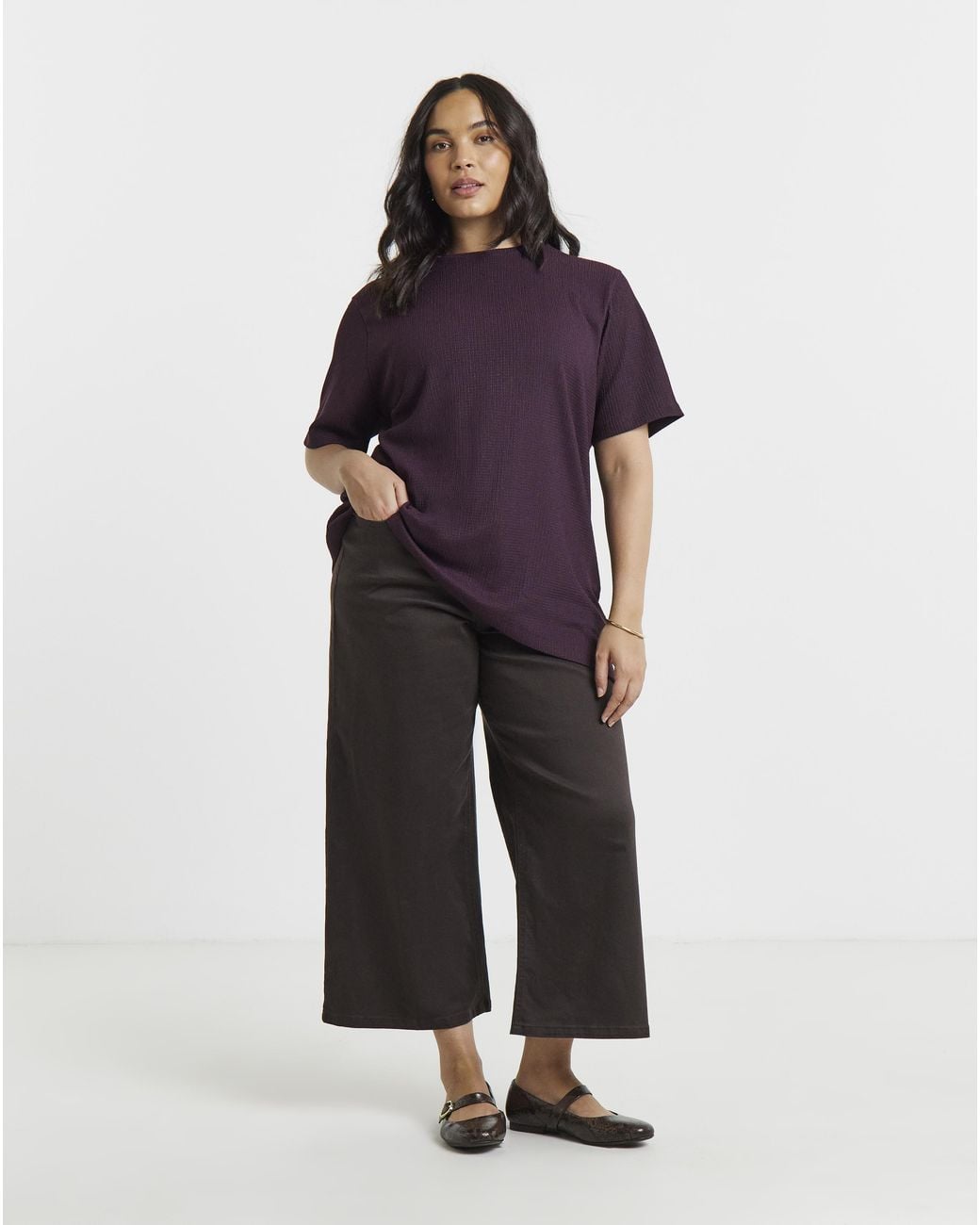 Simply Be Purple Crew Text Ayshem Top