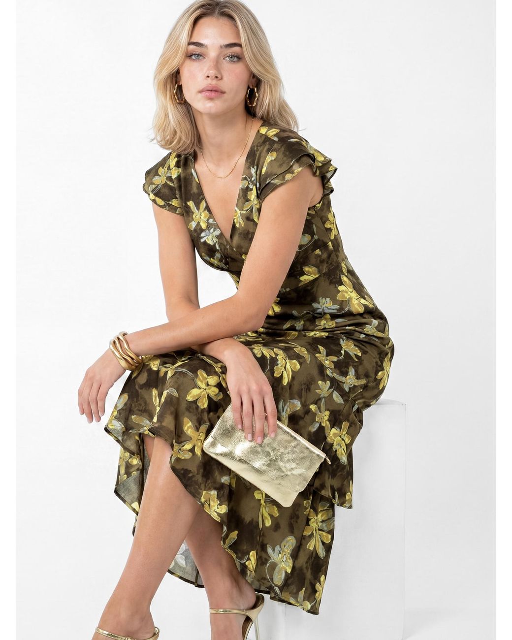Lovedrobe Green Floral Print Midaxi Dress