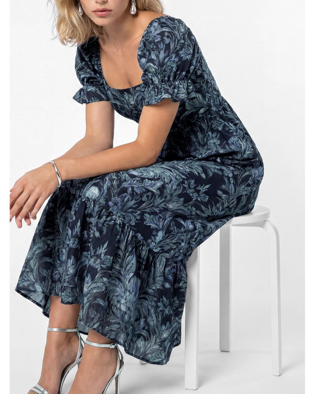 Lovedrobe Blue Floral Print Midaxi Dress
