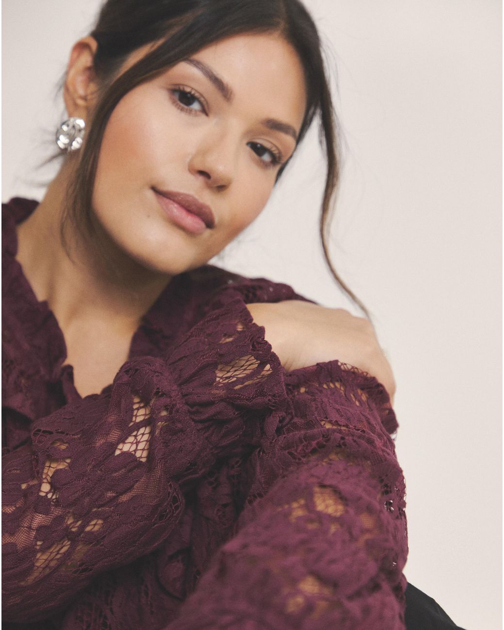 Simply Be Purple Lace Peplum Blouse