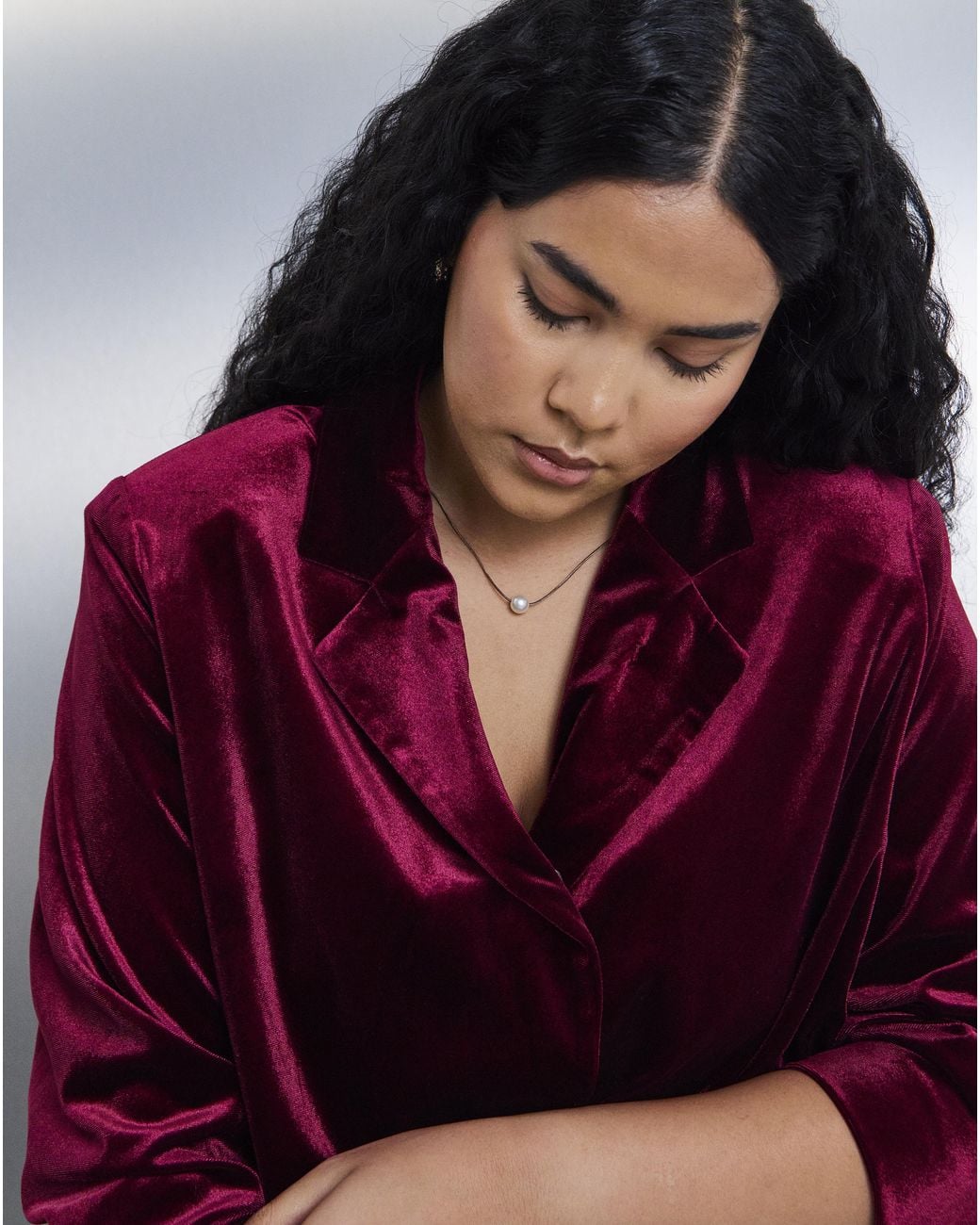 Simply Be Red Velour Single Breasted Blazer