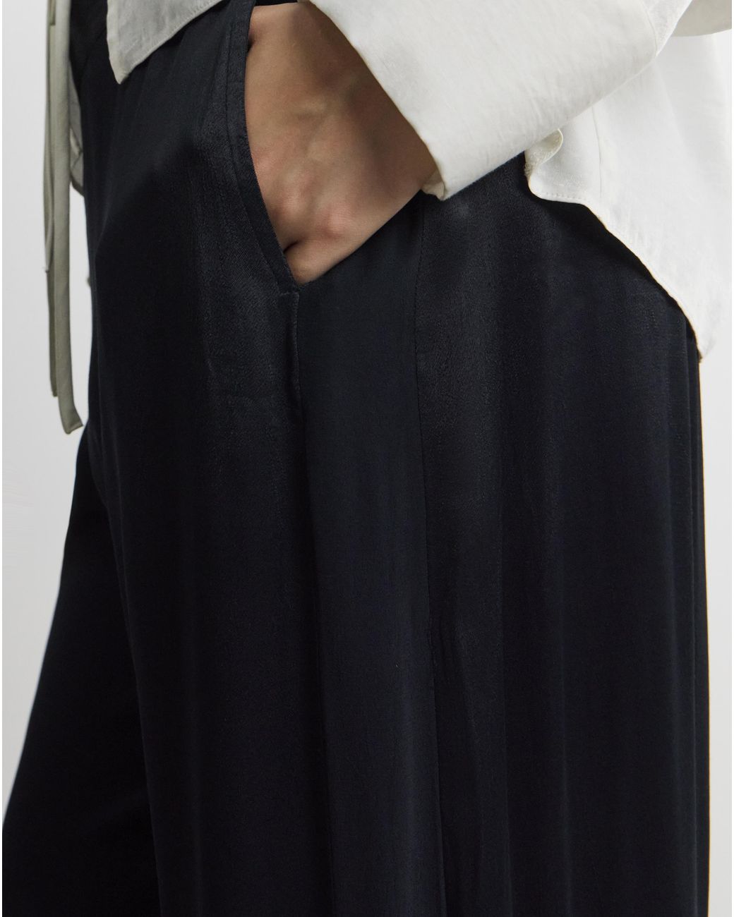 Joanna Hope Black Hammered Satin Trousers