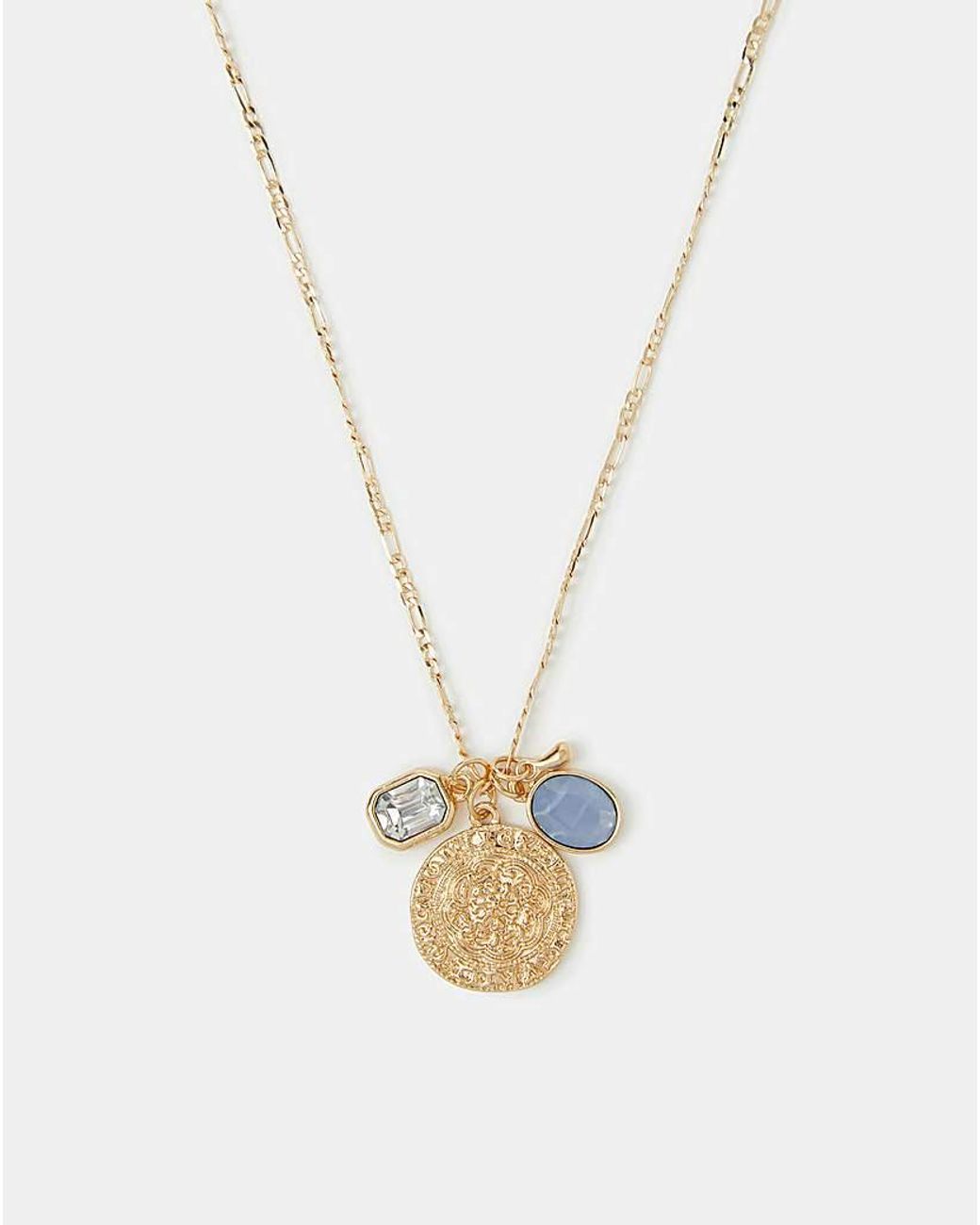 Accessorize White Charm Coin Pendant Necklace