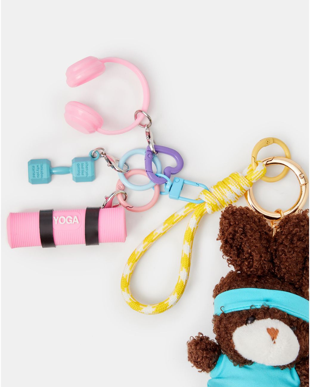 Accessorize White Gym Bunny Bag Charm
