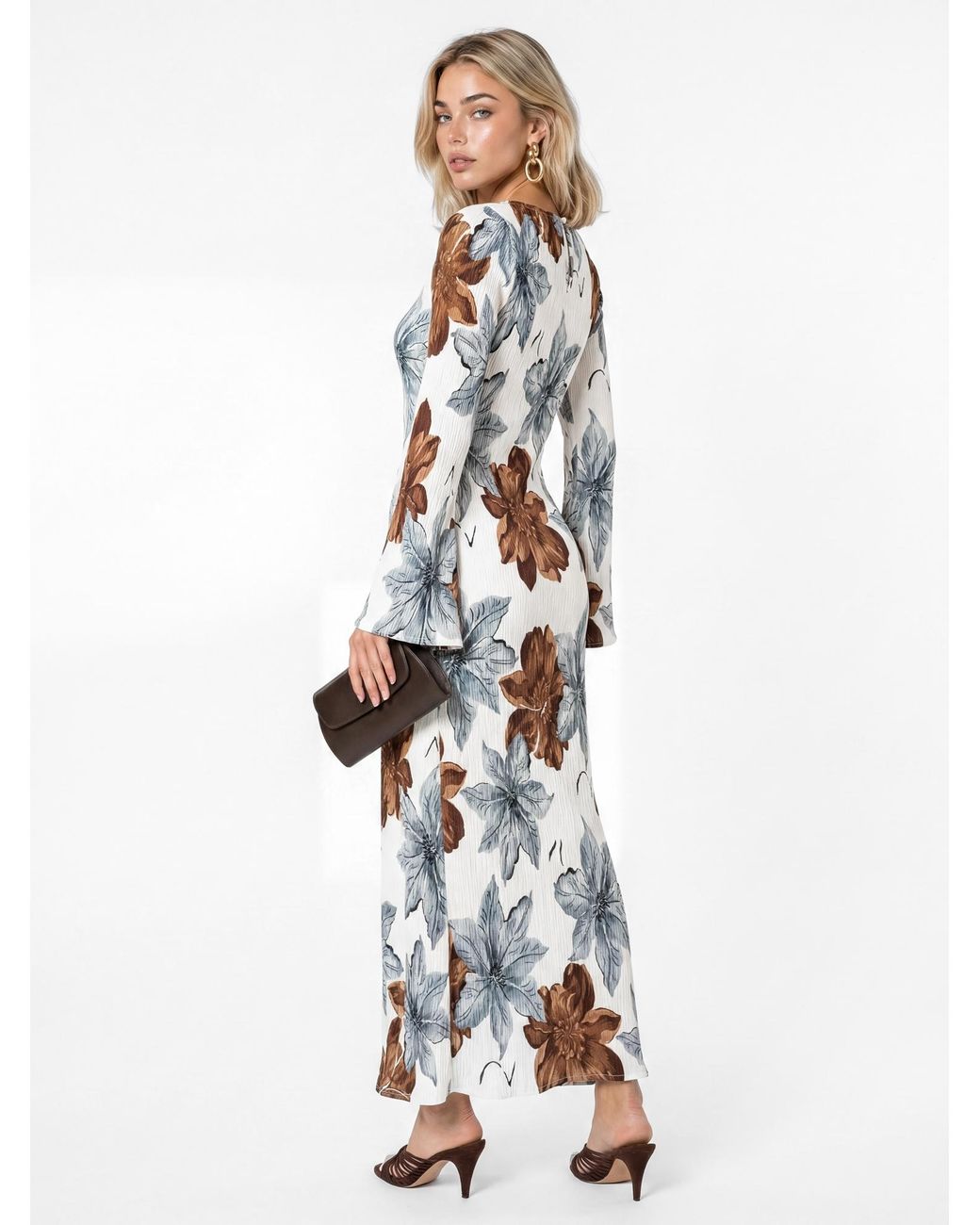 Lovedrobe White Floral Print Plisse Dress