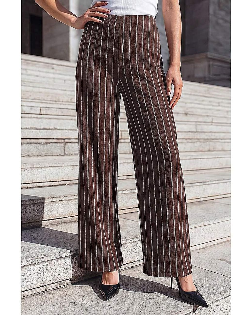 Roman Brown Roman Texture Stripe Trouser