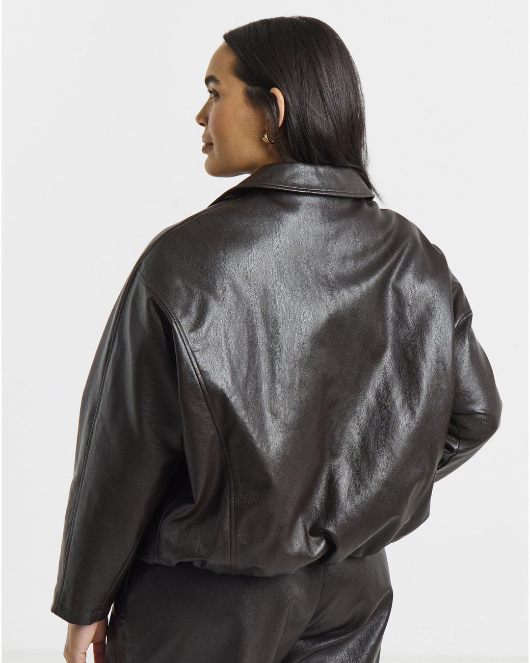 Simply Be Blue Bubble Hem Faux Leather Jacket