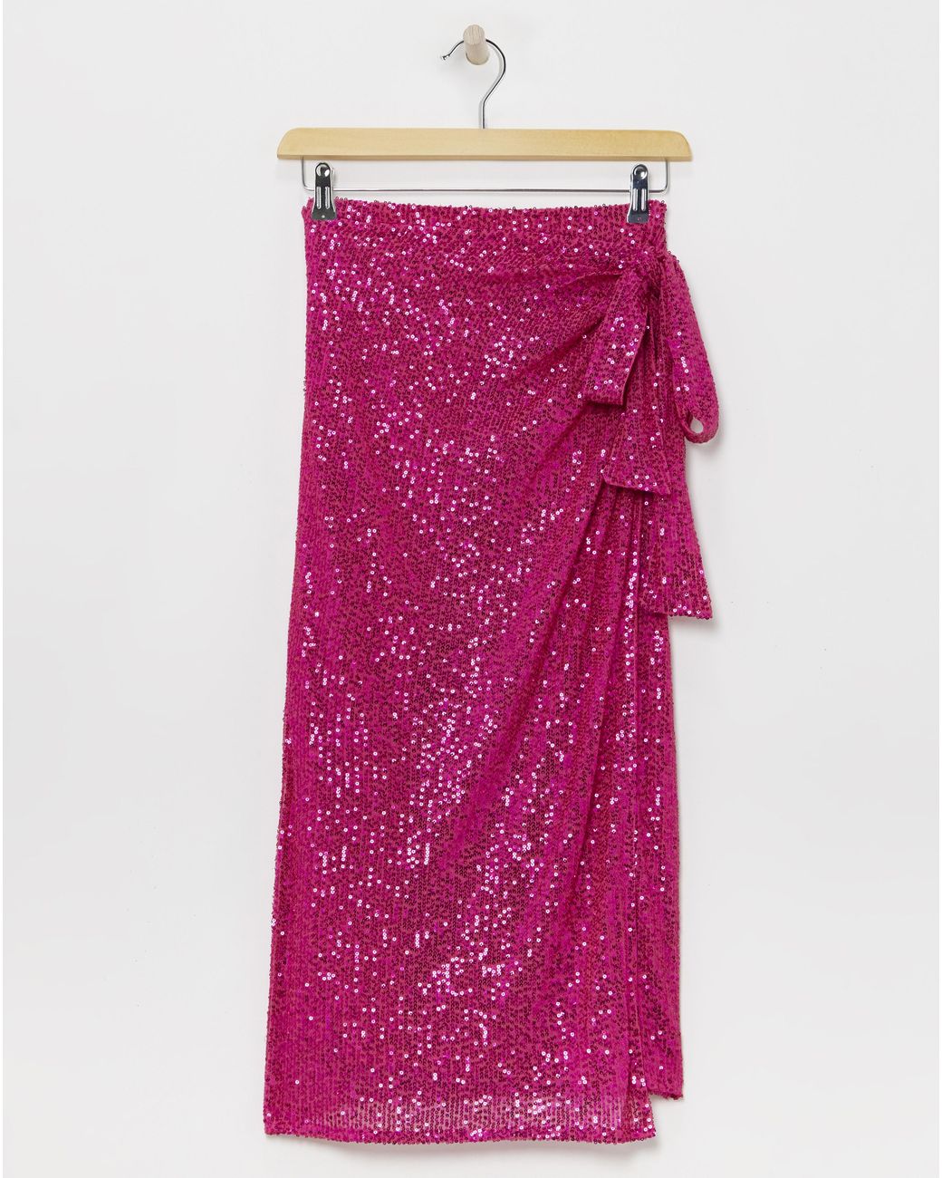 Lovedrobe Pink Wrap Sequin Midi Skirt