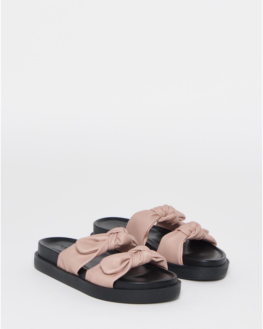 Simply Be Blue Bow Detail Slider Sandals Extra Wide
