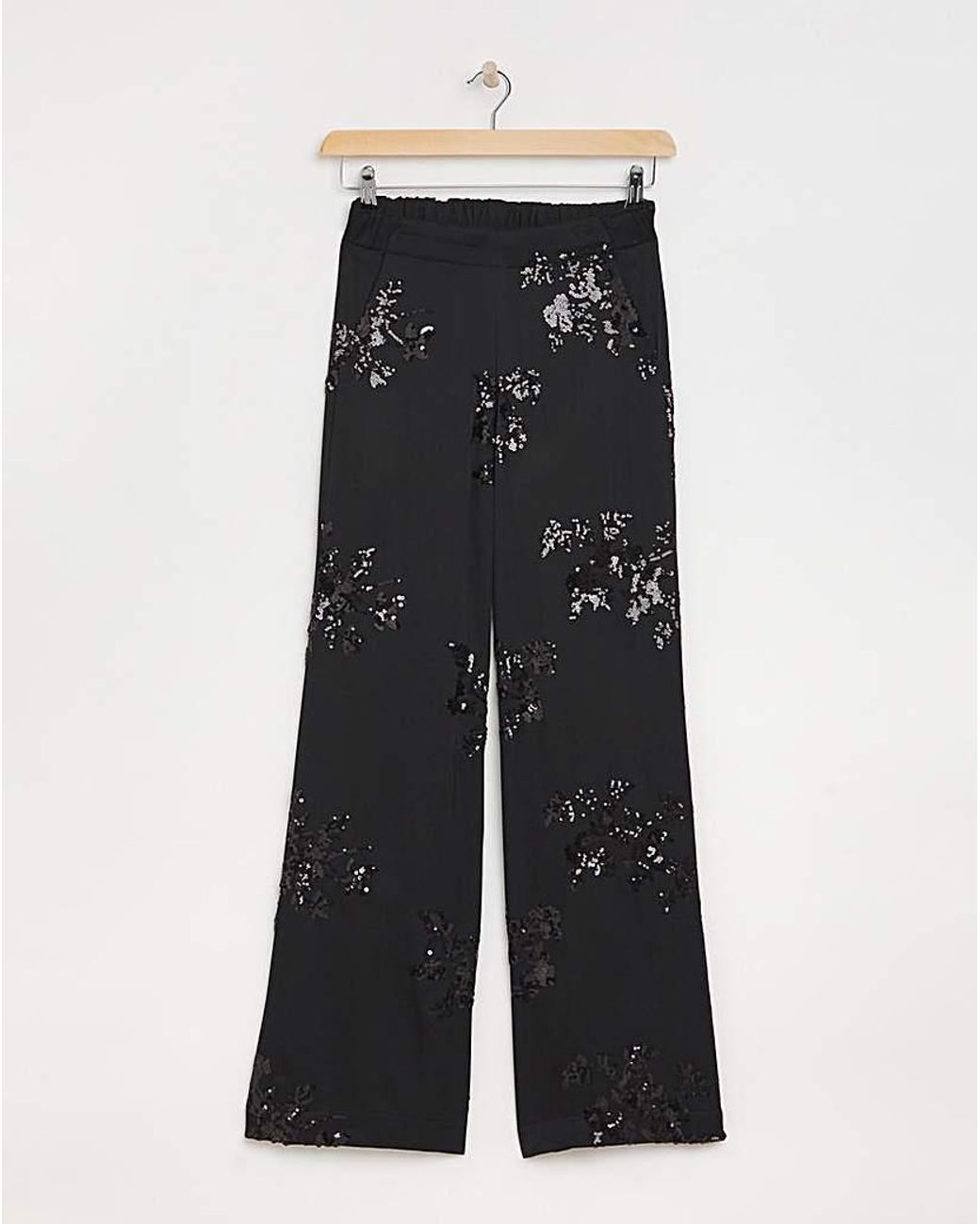 Joanna Hope Gray Sequin Wide Leg Trouser