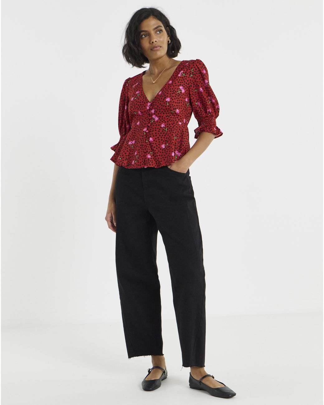 Simply Be Shirred Sleeve Tea Blouse