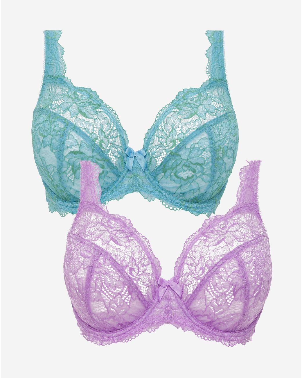 Pretty Secrets Blue 2 Pack Ella Lace Full Cup Wired Bras