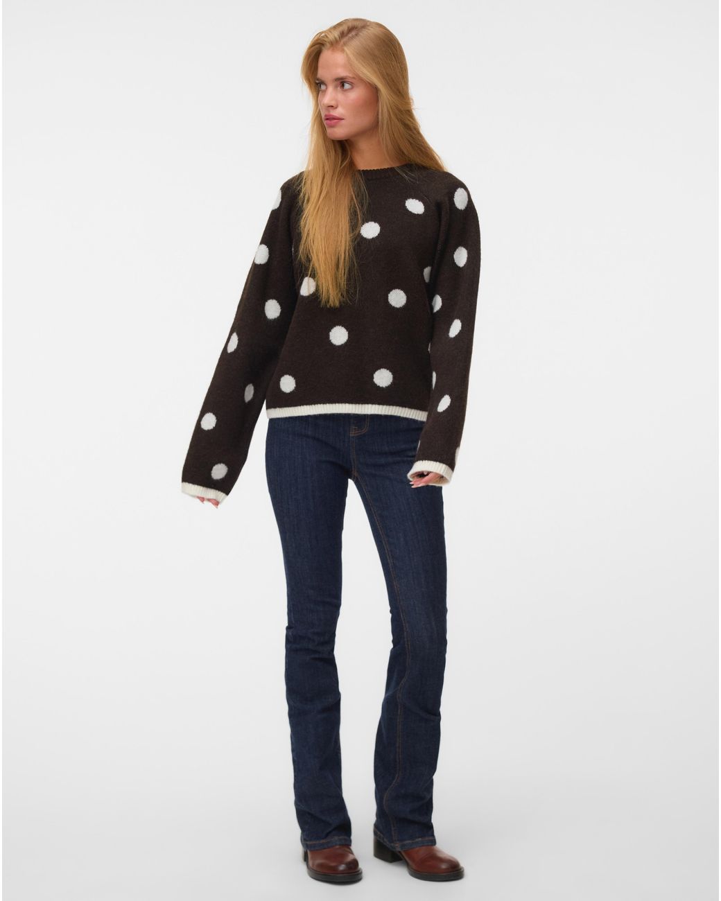 Vero Moda Brown Spot Knit Jumper