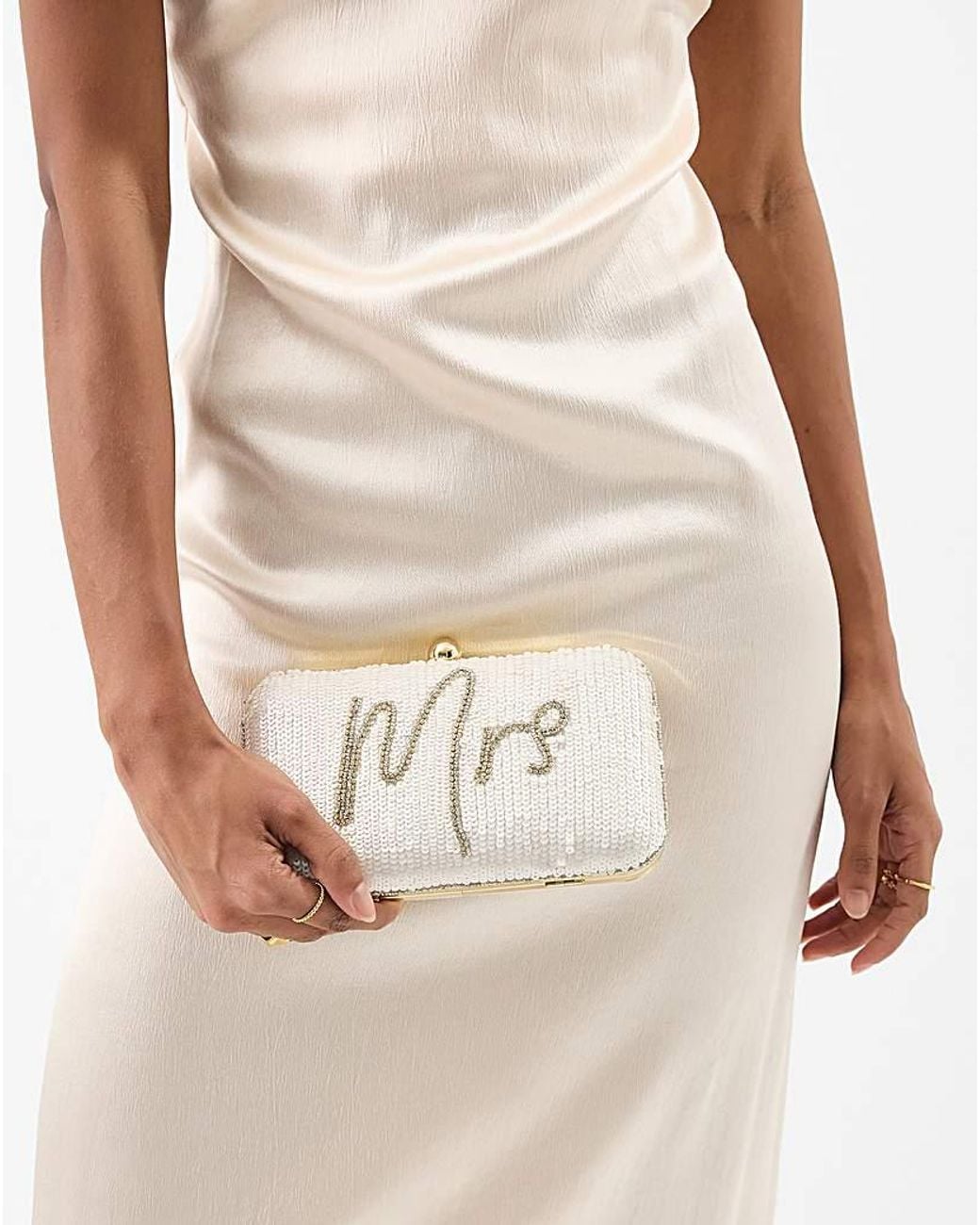 Accessorize Natural Bridal Sequin Clutch Bag