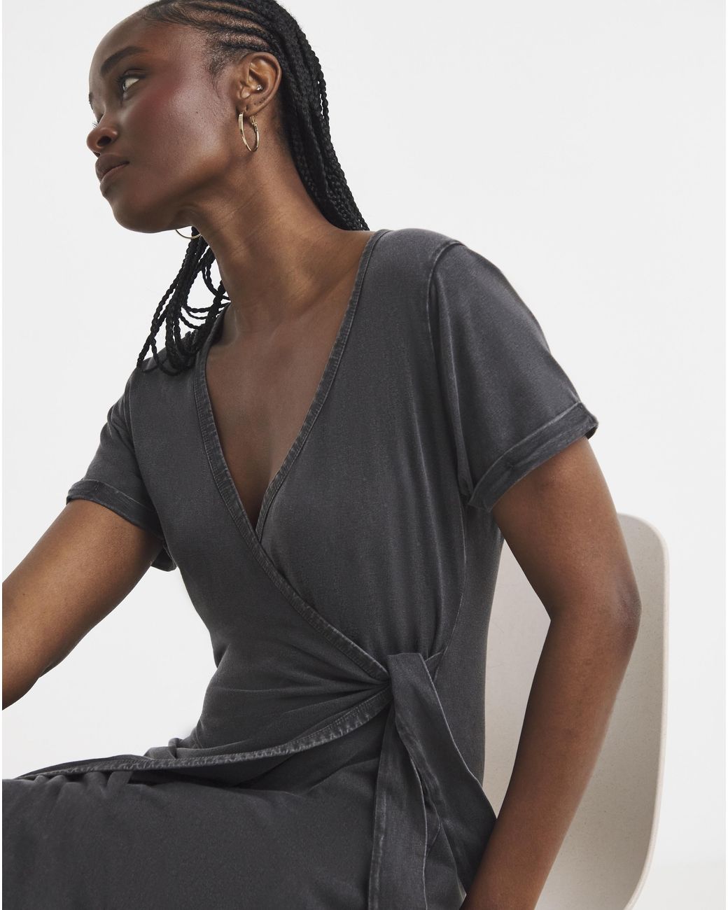 Simply Be Blue Cotton Jersey Wrap Midi Dress