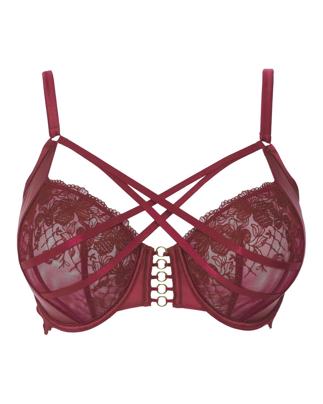 Figleaves Red Audrey Embroidery Balcony Bra