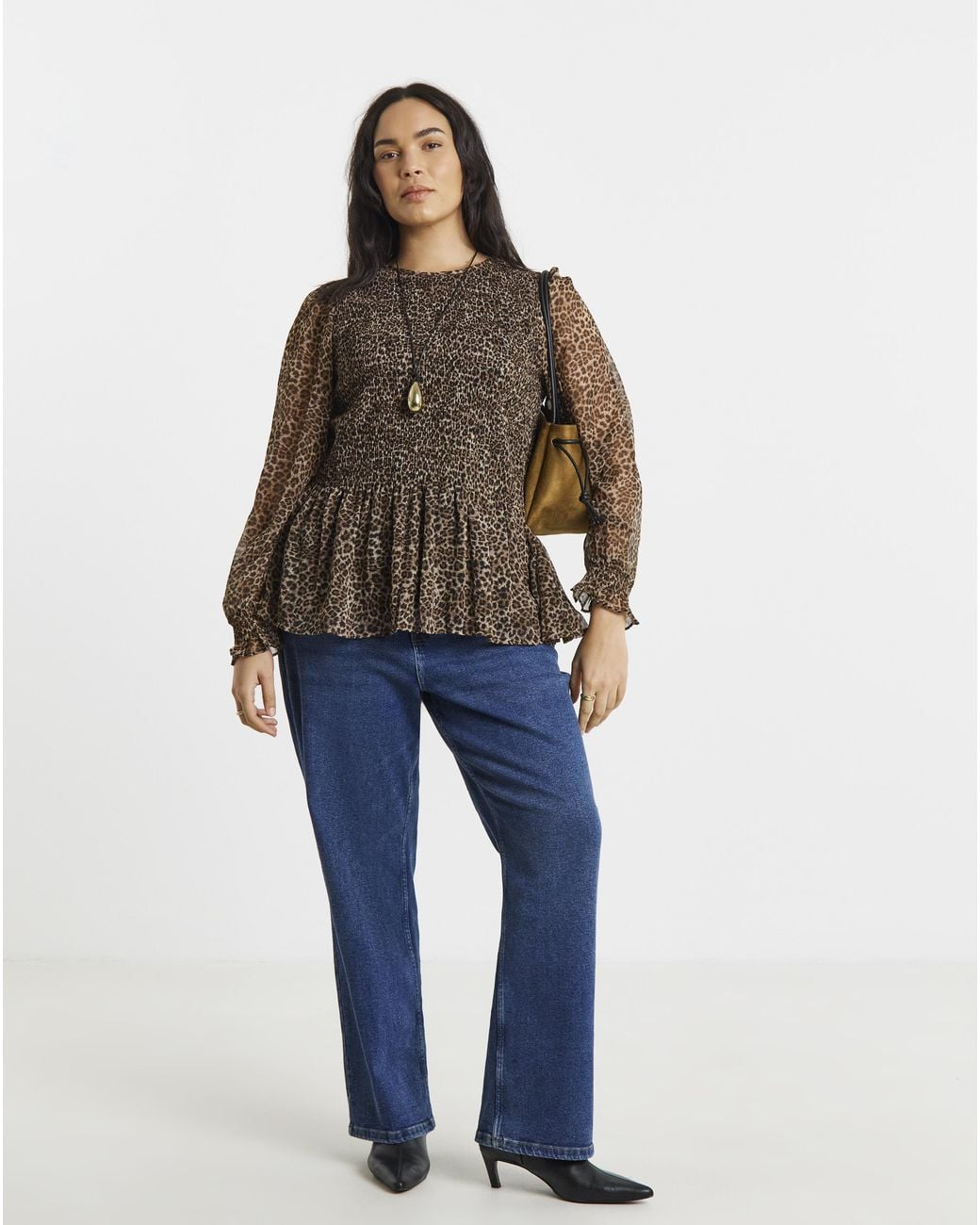 Simply Be Brown Shirred Blouse