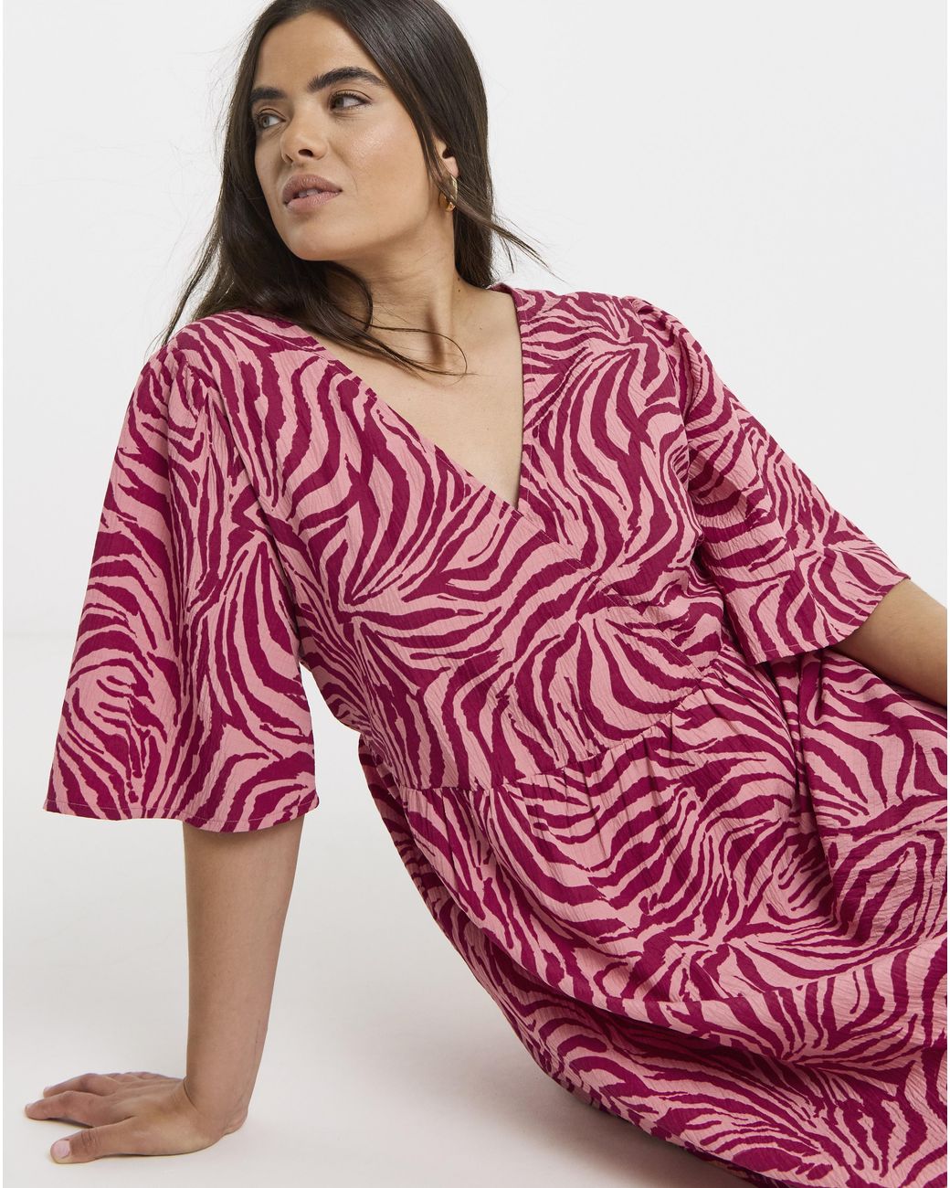Simply Be Red Zebra Print Wrap Midi Dress