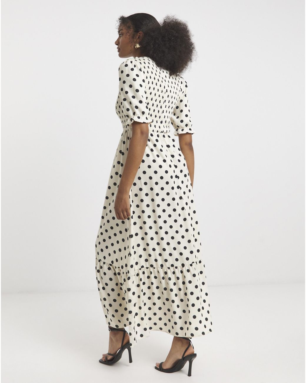Flounce London White Spot Print Maxi Dress