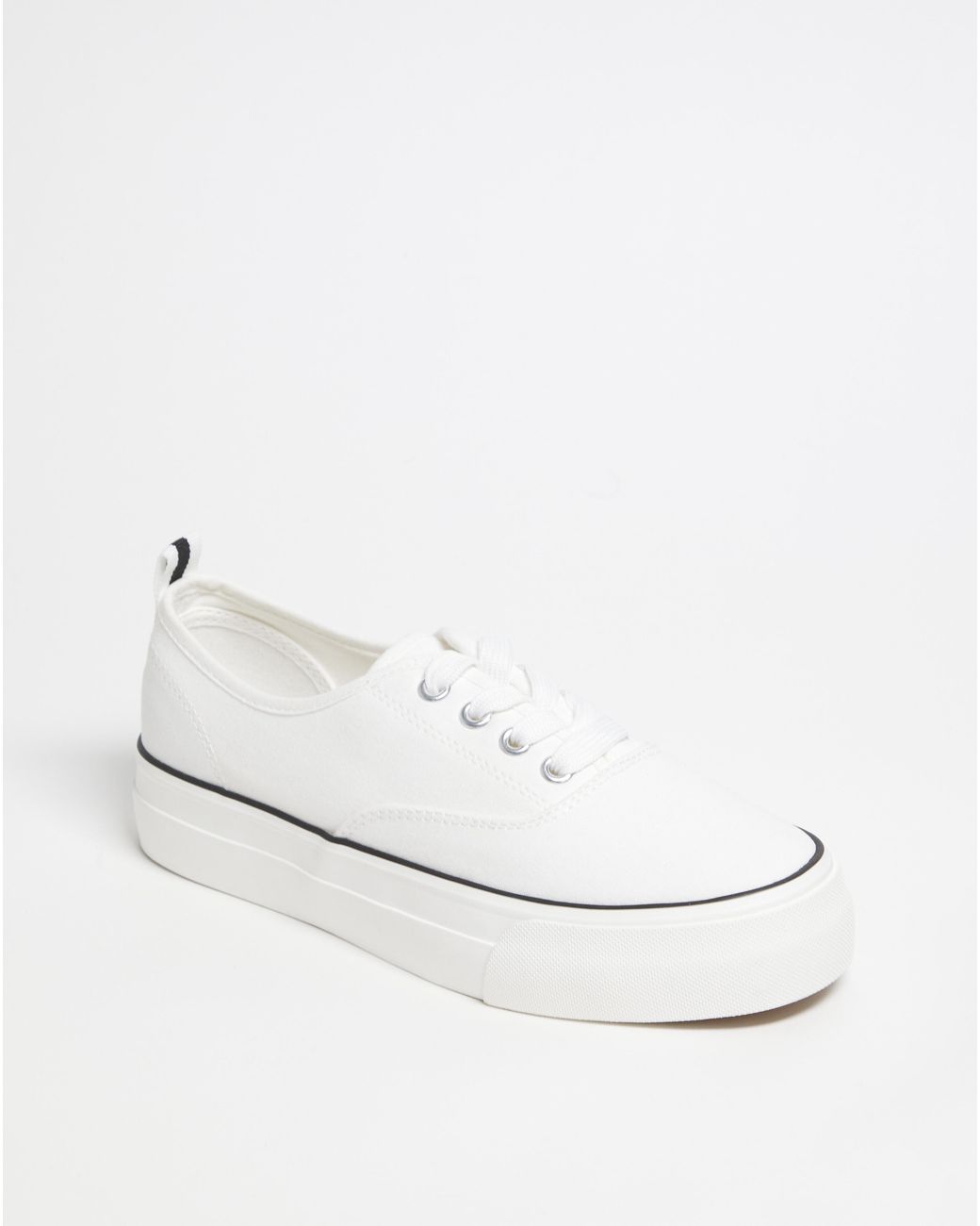 Simply Be White Stitch Detail Chunky Plimsole Wide Fit