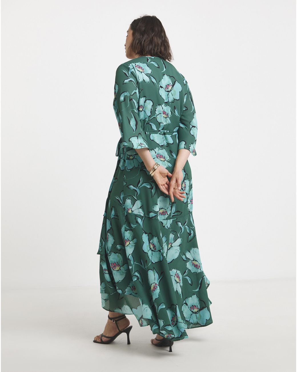 Joanna Hope Green Printed Wrap Dress