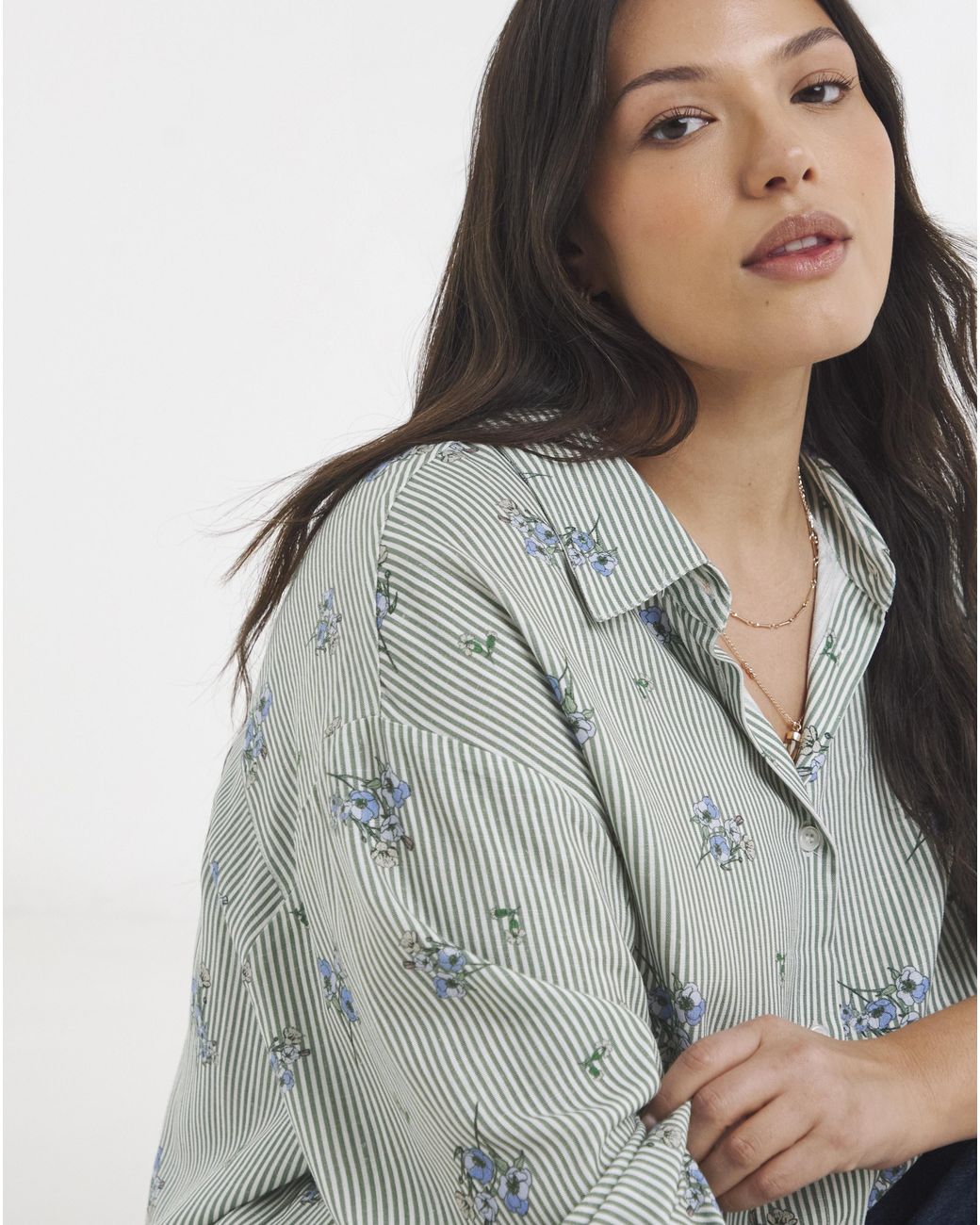 Simply Be Blue Linen Mix Boxy Shirt