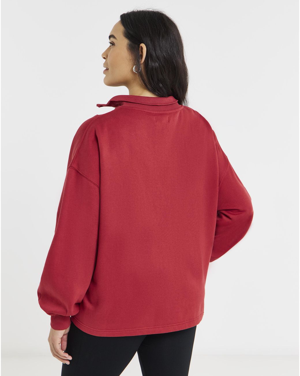 Simply Be Red 1/4 Zip Sweatshirt With Rib Panel