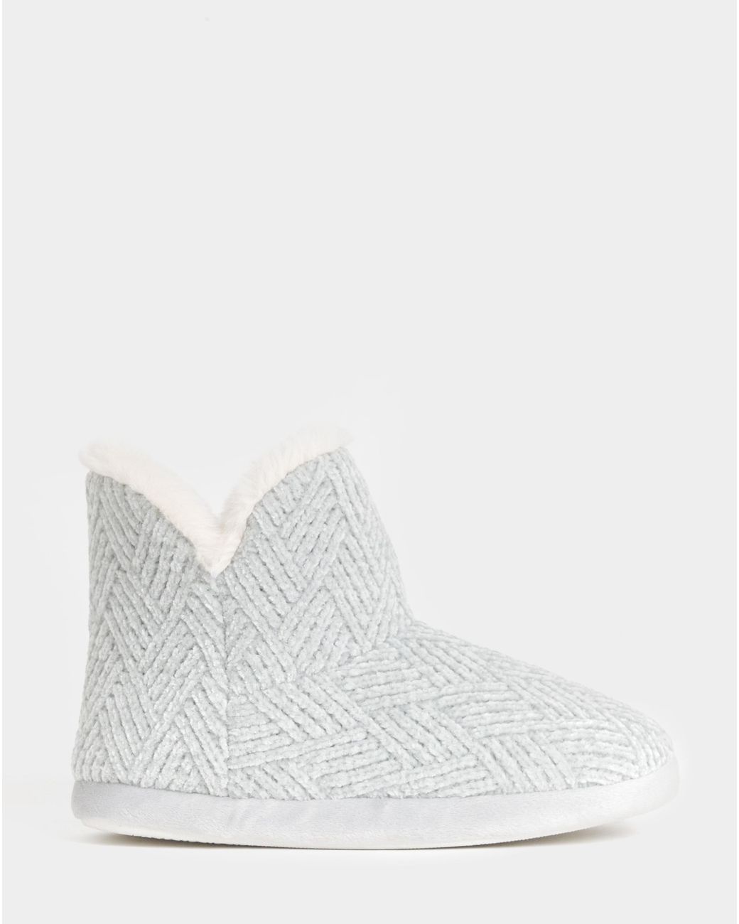 JD Williams Gray Knitted Bootie Slipper Wide