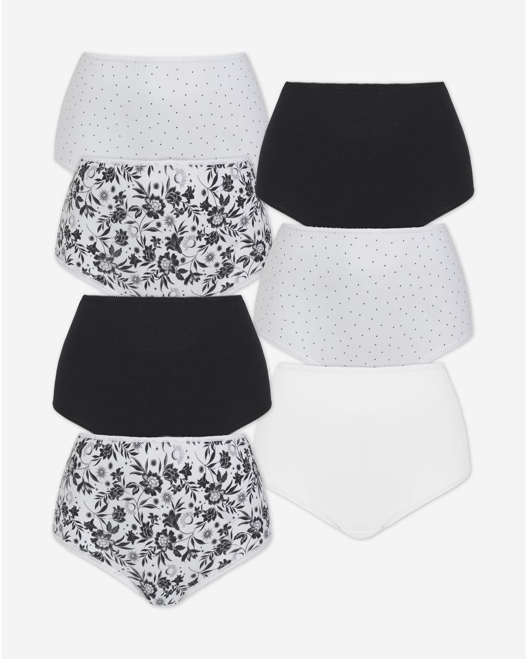 Pretty Secrets Black 7 Pack Full Fit Knickers