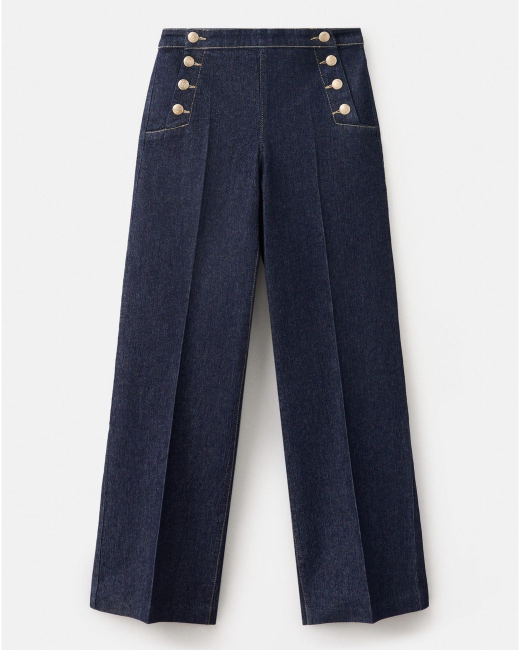 Mango Blue Wide-Leg Jeans With Side Buttons