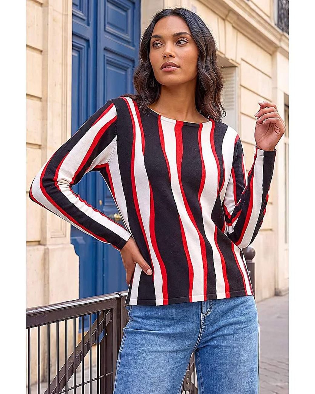 Roman Blue Roman Wave Print Knit Jumper