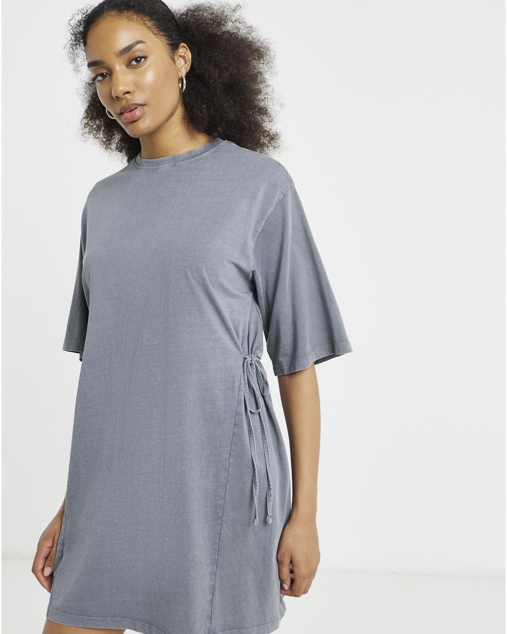 Simply Be Blue Acid Wash Cinched T-Shirt Dress
