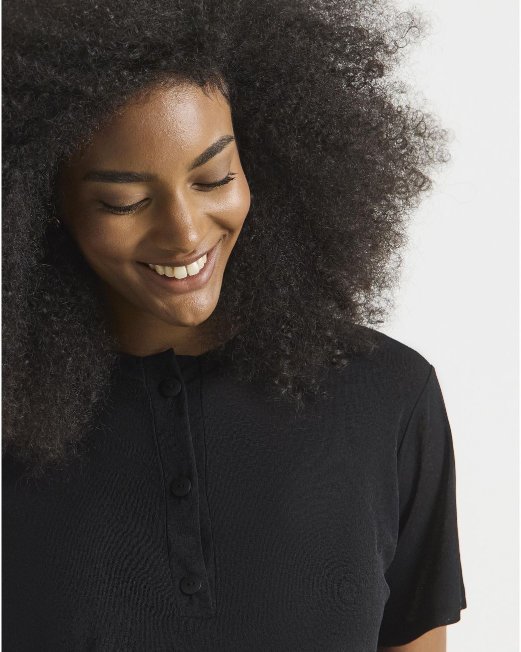Simply Be Black Henley Mesh T-Shirt